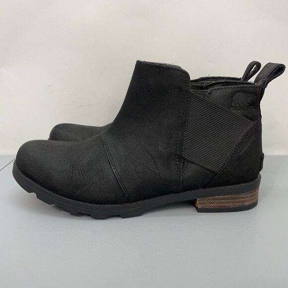 SOREL Emelie Chelsea Waterproof Ankle Boots Booties Leather Black Womens 8.5 - Picture 5 of 13